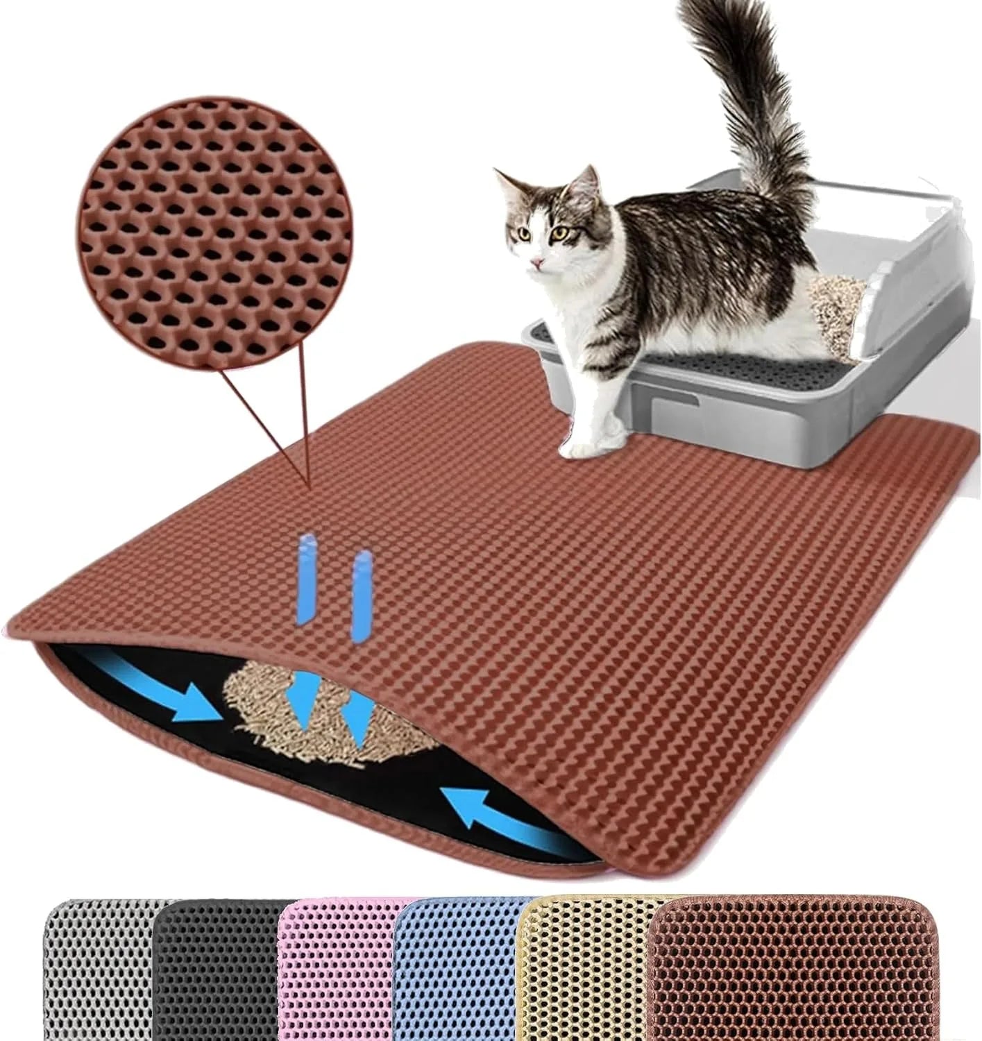 Double-Layer Honeycomb Cat Litter Mat (Waterproof & Washable)