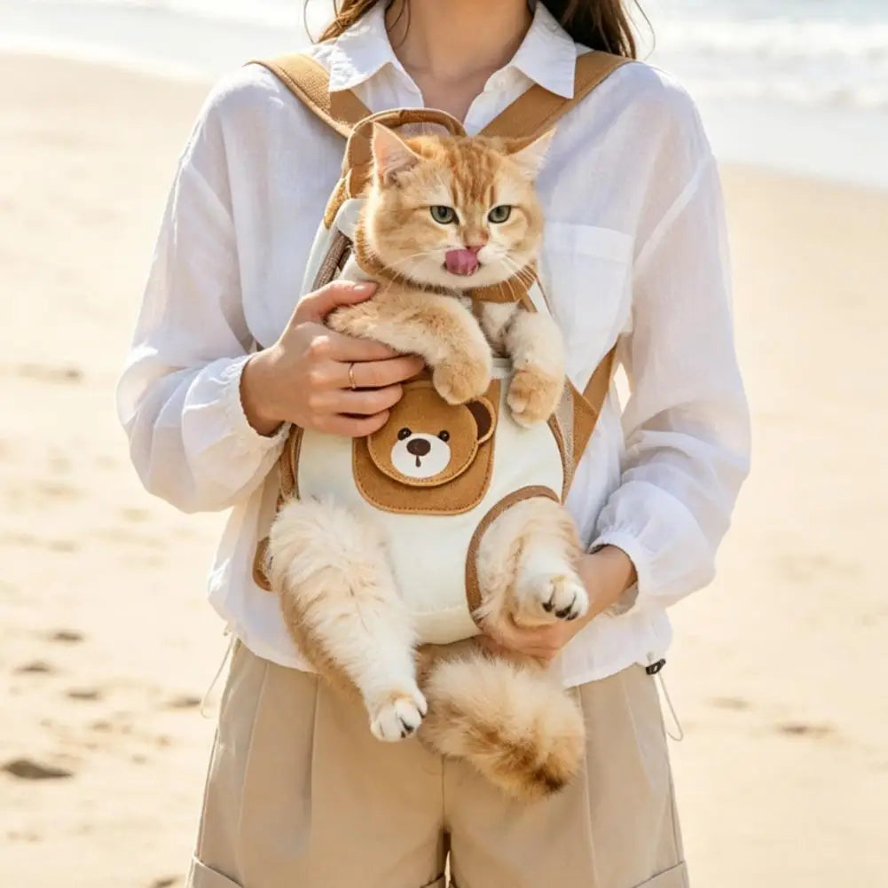 猫用クマ耳フロントキャリー 屋外使用