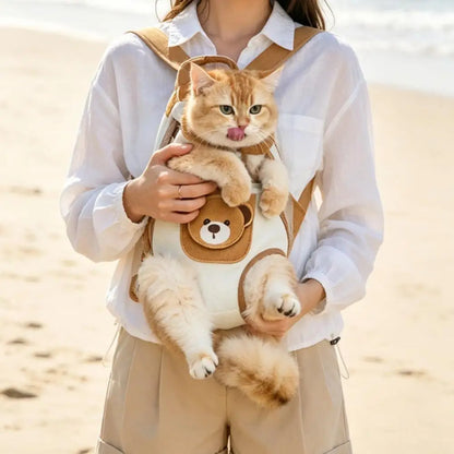 猫用クマ耳フロントキャリー 屋外使用