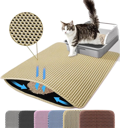 Double-Layer Honeycomb Cat Litter Mat (Waterproof & Washable)