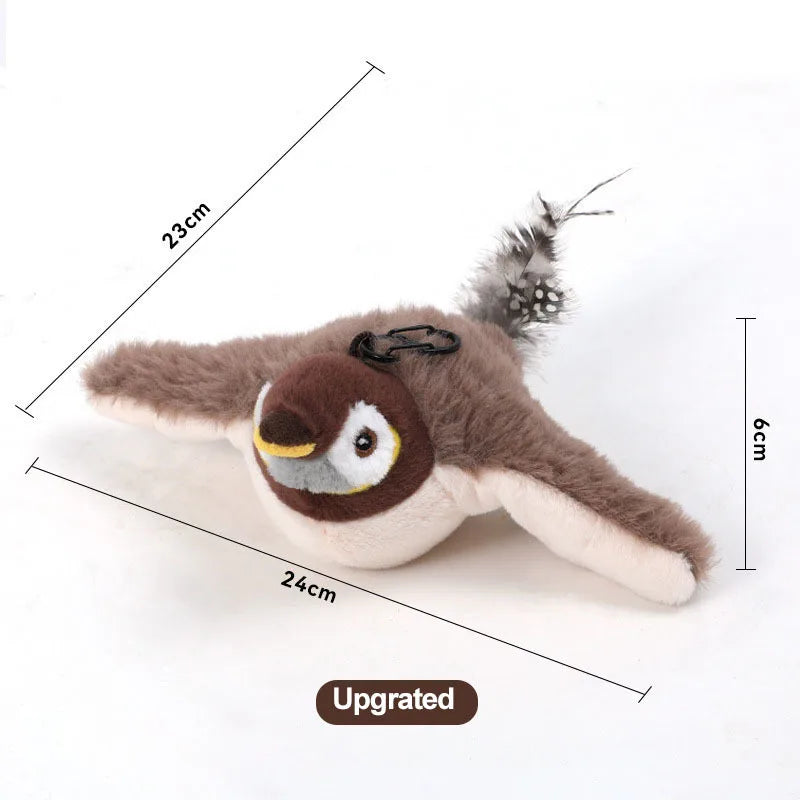 Flapping Bird Cat Toy | Touch-Activated |  Rechargeable | Add Catnip | Chirping Sound