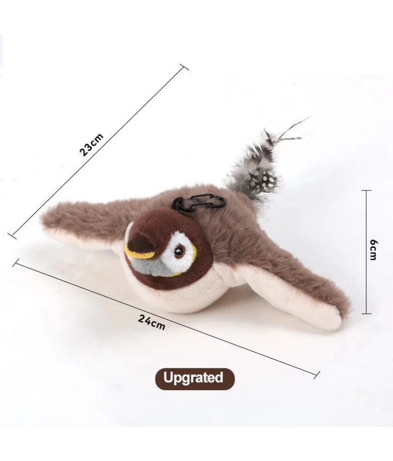 Flapping Bird Cat Toy | Touch-Activated |  Rechargeable | Add Catnip | Chirping Sound