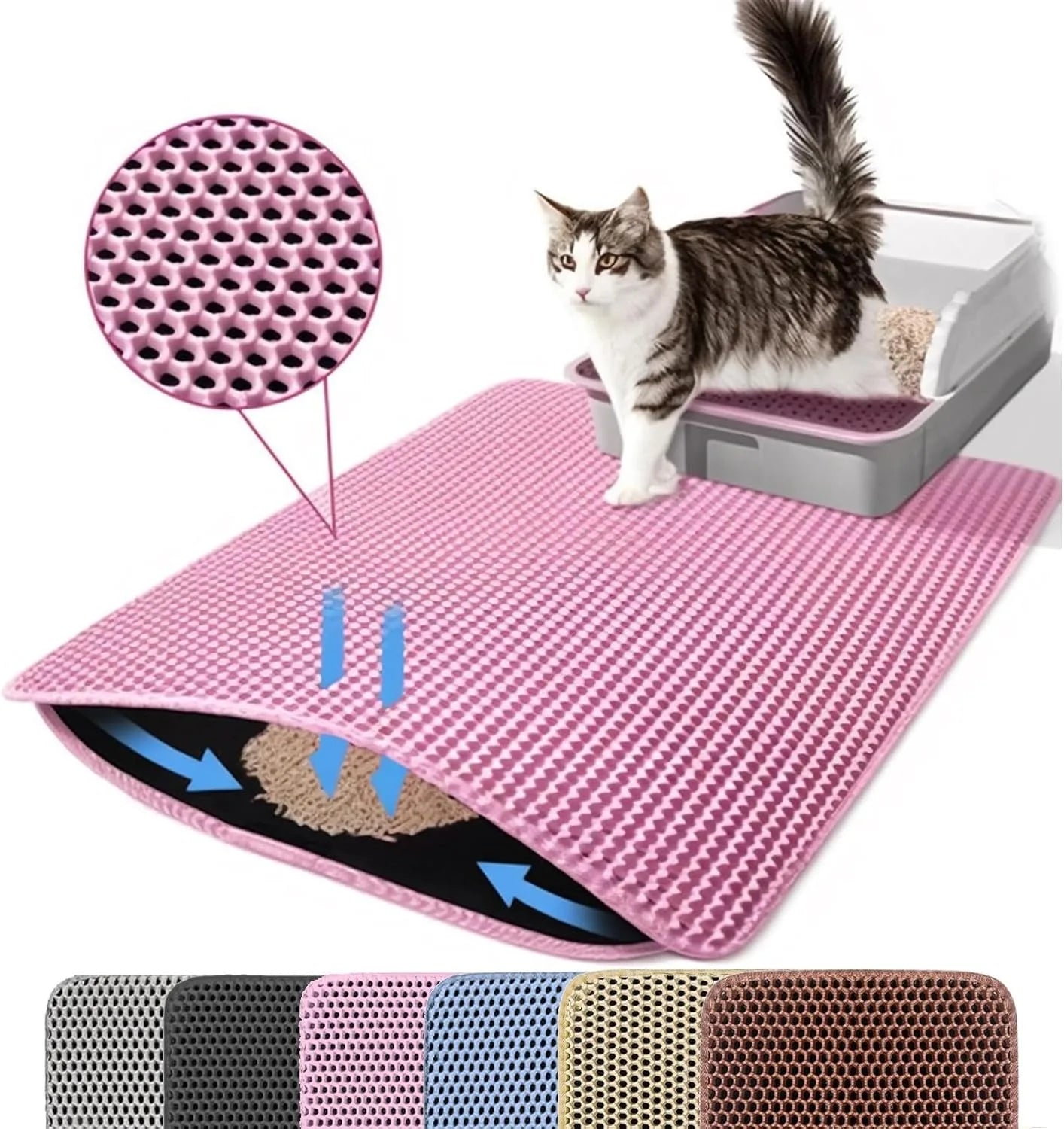 Double-Layer Honeycomb Cat Litter Mat (Waterproof & Washable)