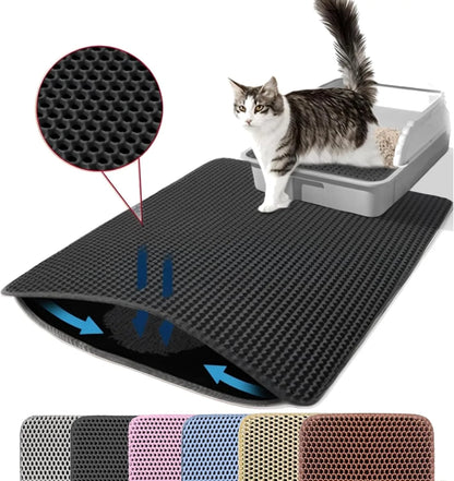 Double-Layer Honeycomb Cat Litter Mat (Waterproof & Washable)