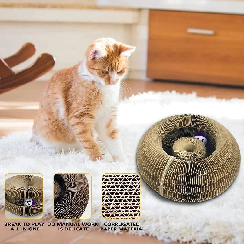 Foldable Cat Scratcher Board | 3-in-1  Scratch, Play & Nap | All Ages