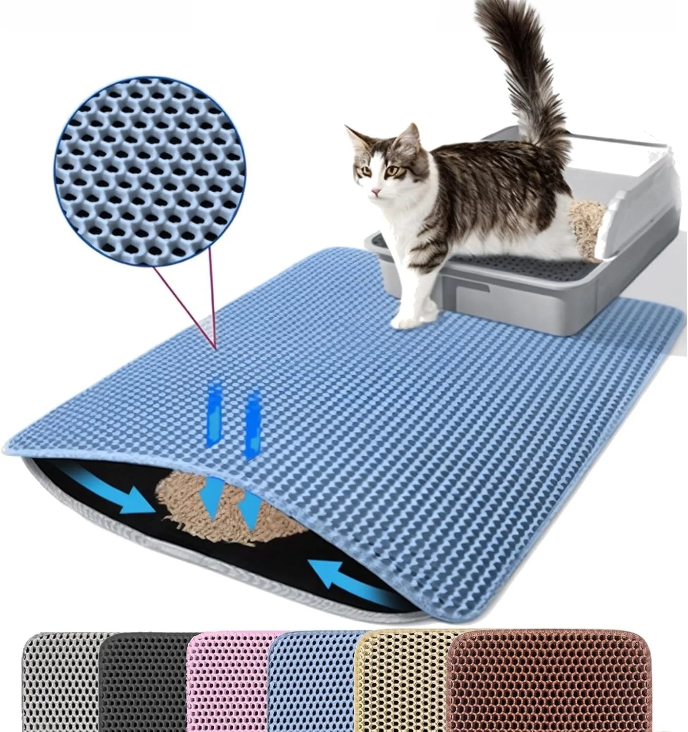 Double-Layer Honeycomb Cat Litter Mat (Waterproof & Washable)