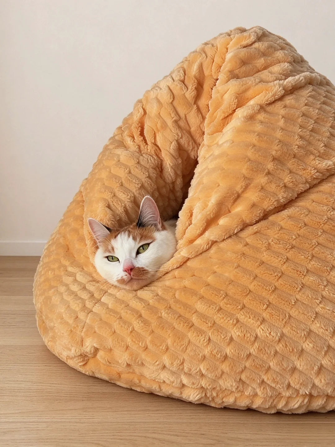 しずく型猫ハウス寝袋 ワッフル起毛