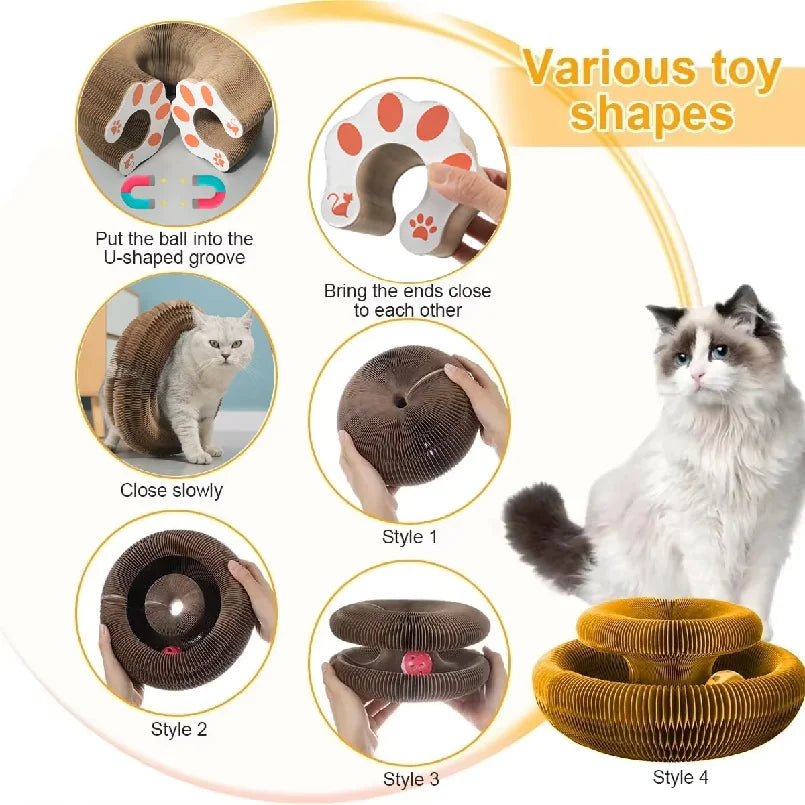 Foldable Cat Scratcher Board | 3-in-1  Scratch, Play & Nap | All Ages