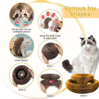 Foldable Cat Scratcher Board | 3-in-1  Scratch, Play & Nap | All Ages
