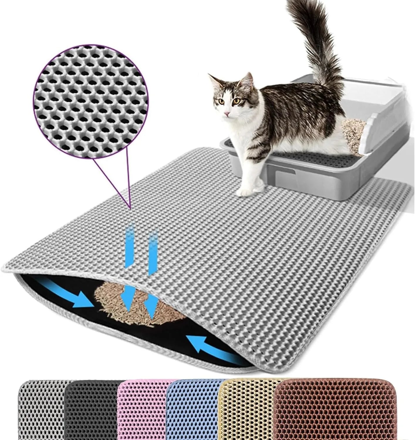 Double-Layer Honeycomb Cat Litter Mat (Waterproof & Washable)