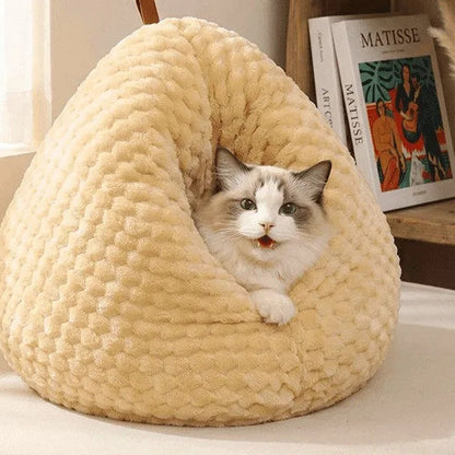 しずく型猫ハウス寝袋 ベージュ